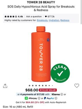 TOWER 28 SOS Daily Hypochlorous Acid Spray — Orange